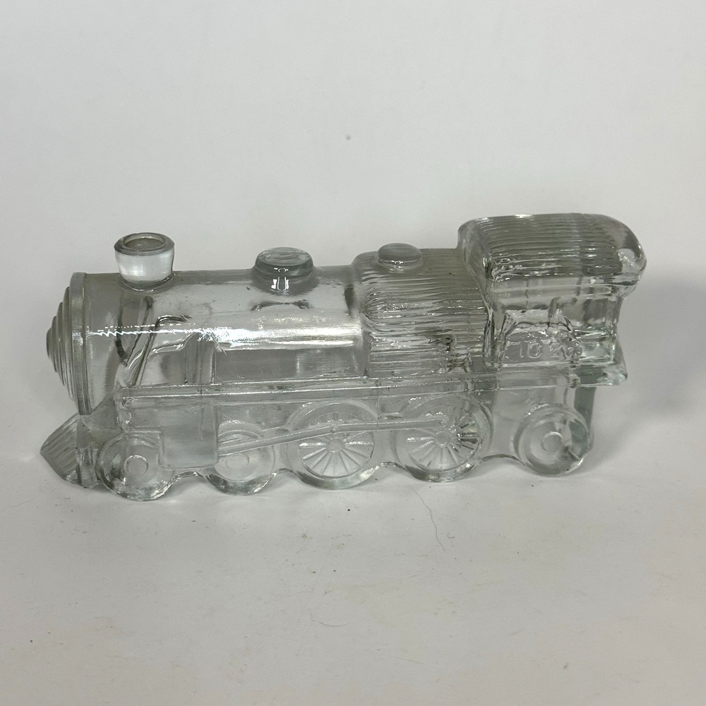 Locomotive Train Engine 1028 Vtg Figural Glass Candy Container 1940s Stough